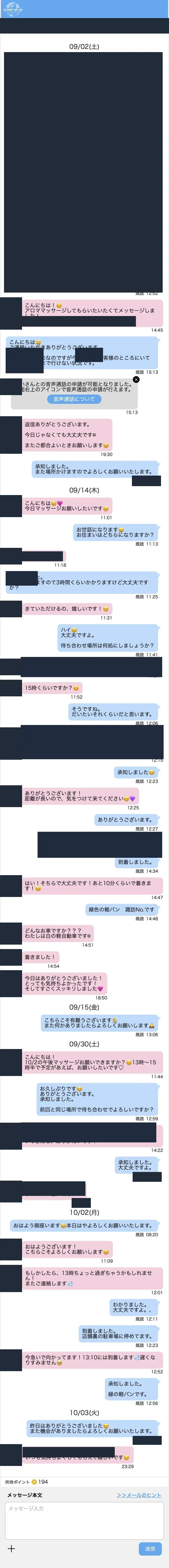匿名化したハッピーメールのやり取り記録