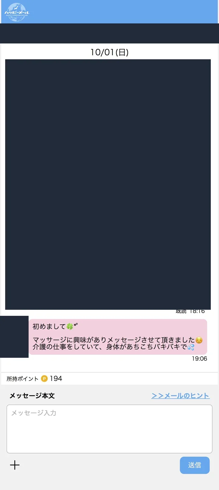 匿名化したハッピーメールのやり取り記録