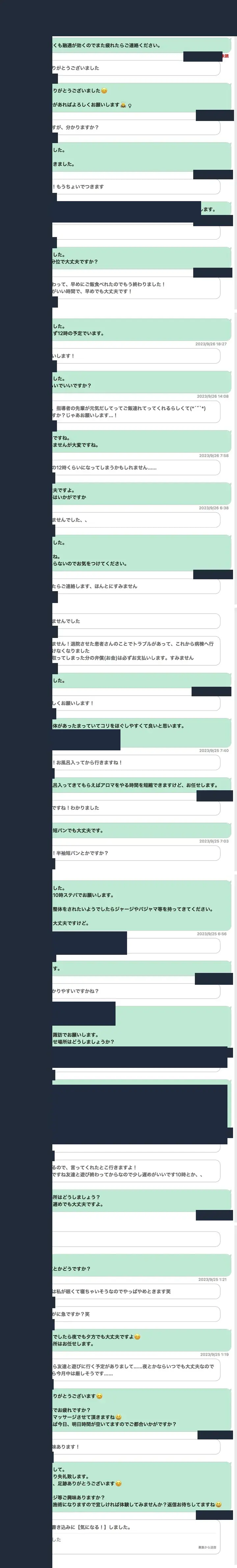 匿名化したワクワクメールのやり取り記録