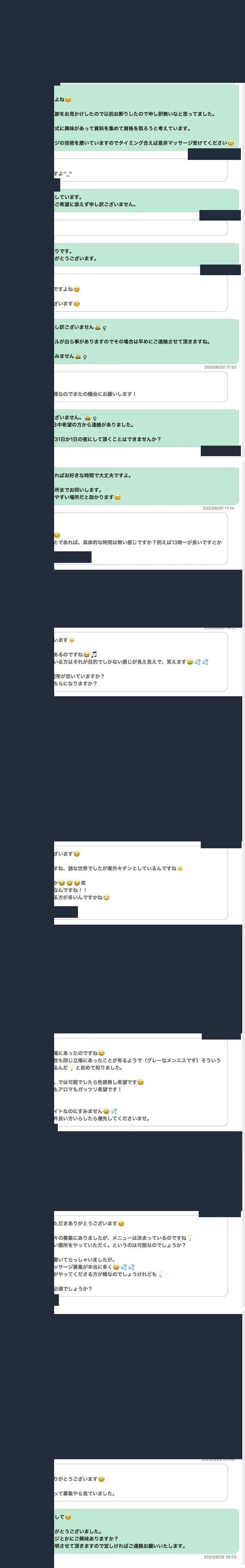 匿名化したワクワクメールのやり取り記録
