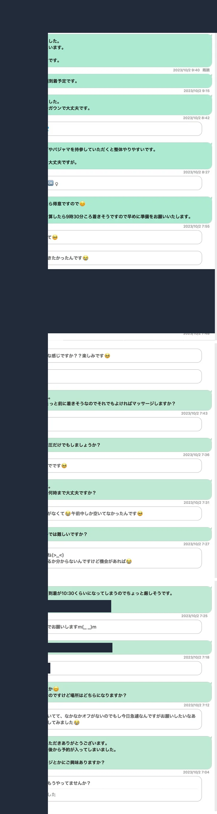 匿名化したワクワクメールのやり取り記録