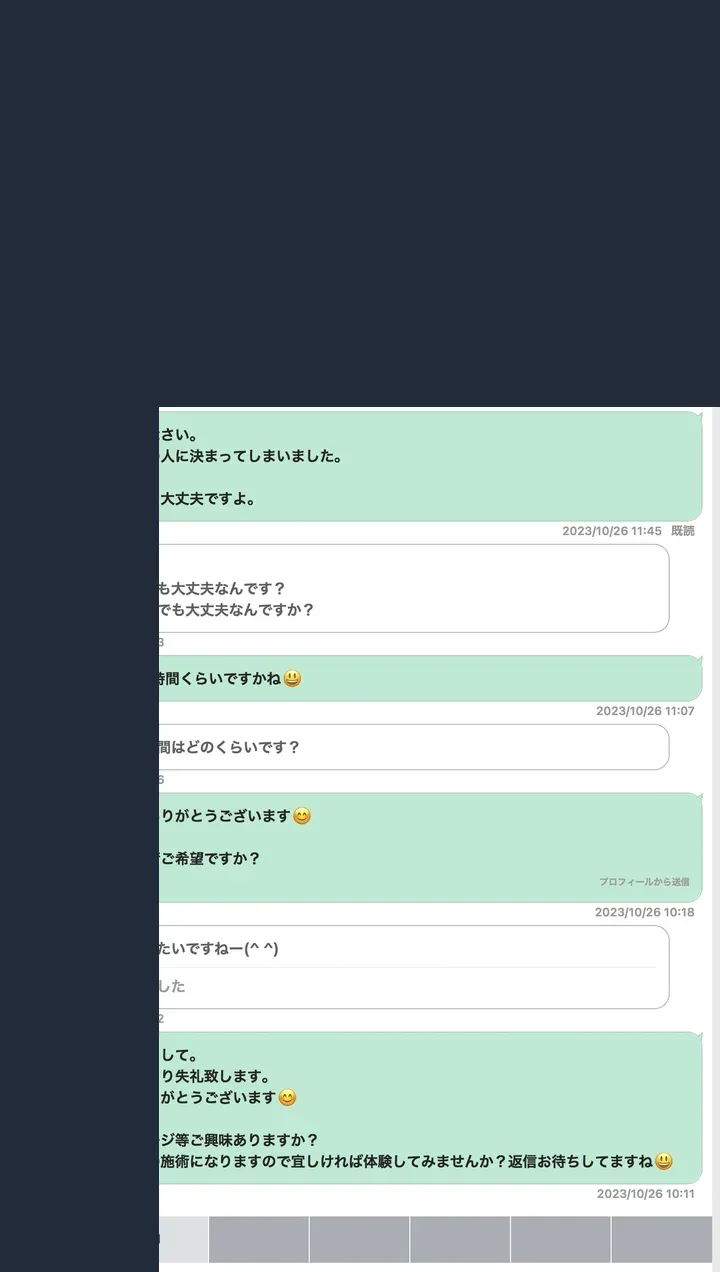 匿名化したワクワクメールのやり取り記録