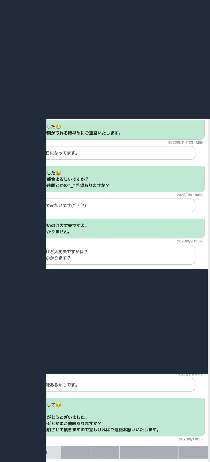 匿名化したワクワクメールのやり取り記録